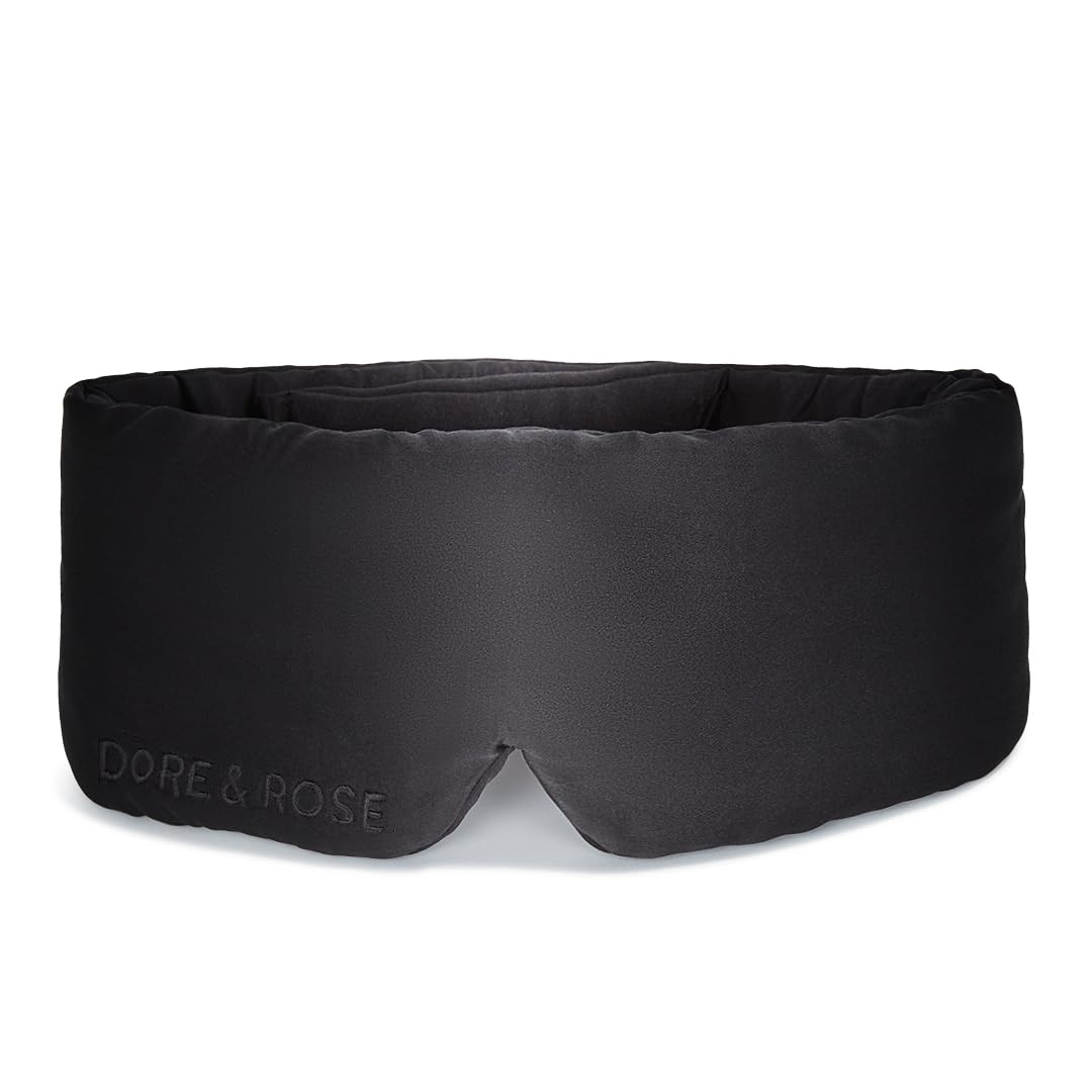Dore & Rose Deep Sleep Mask Light Blocking 23 Momme Mulberry Silk Eye Mask Ultra Soft Adjustable - Travel Sleeping Mask for Men & Women - Champagne