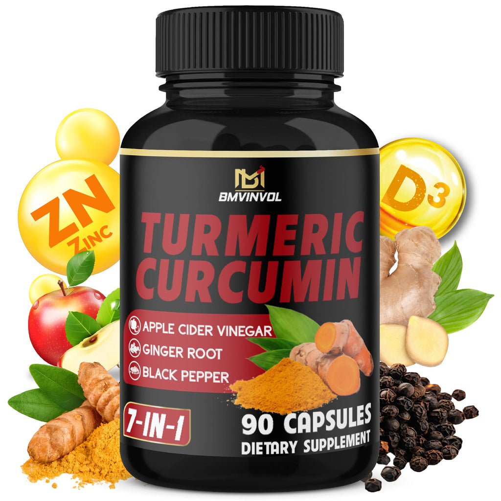 Turmeric Curcumin Supplement - 95% Curcuminoids with Ginger Apple Cider Vinegar Black Pepper - 90 Count - 3 Month Supply