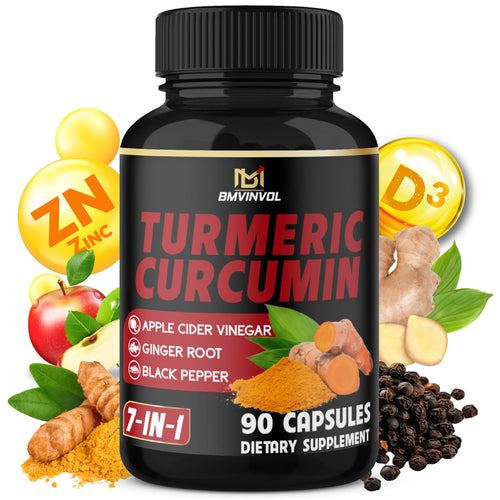 Turmeric Curcumin Supplement - 95% Curcuminoids with Ginger Apple Cider Vinegar Black Pepper - 90 Count - 3 Month Supply