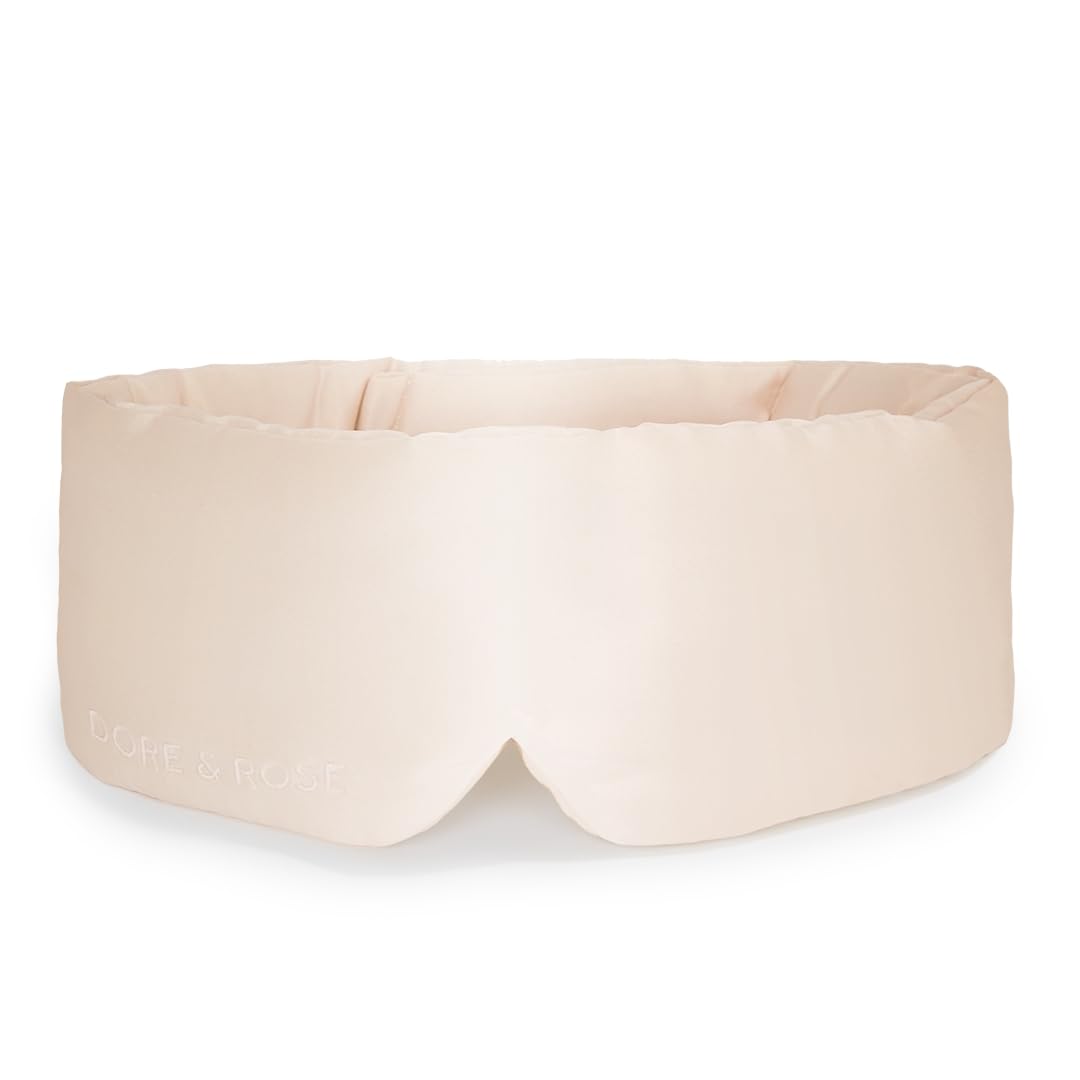 Dore & Rose Deep Sleep Mask Light Blocking 23 Momme Mulberry Silk Eye Mask Ultra Soft Adjustable - Travel Sleeping Mask for Men & Women - Champagne